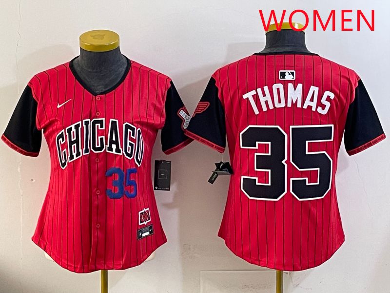 Women 2025 Chicago White Sox #35 Thomas Red Joint Name Nike MLB Jersey style 3